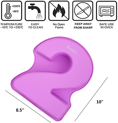 Ducodocu Large Silicone Number Cake Mould 3D Novelty Cake Pan DIY Baking Mold for Birthday Anniversary Number of 2 - size: 2