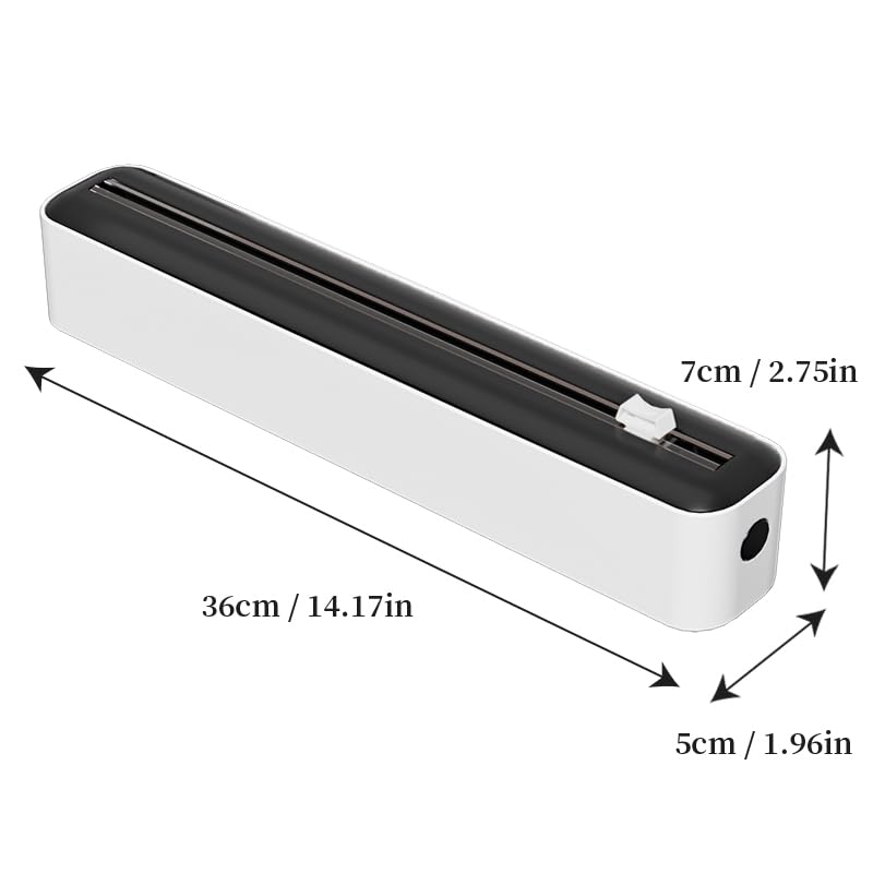 Plastic Wrap Dispenser with Slide Cutter, Cling Film Dispenser with Safe Hidden Blade, Easy Refill Food Wrap Holder Fits 12 Inch Standard Rolls, Countertop Kitchen Wrap Organizer
