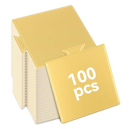100 Pcs Mini Cake Boards 3.5 x 3.3 Inch,Gold Square Cake Cardboard Cupcakes Base for Desserts, Pastries, Mousse, Food Grade Disposable Cake Display Board for Wedding,Party Bakin,Birthday,Cake DIY - size: 3.5 x 3.3 Inch