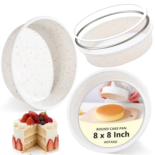8 inch Silicone Round Cake Pans, Set of 3, Cream - color: Round, size: 8 inch