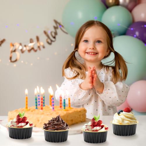 LNYZQUS 5oz Cupcake Pans with Dome Lids 100 Pack, Foil Dot Cake Cups - color: Black, size: 5 oz