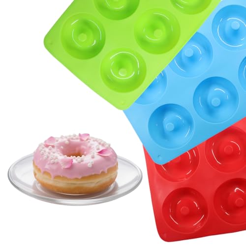 Non-Stick Doughnut Pan Set of 3 - Flexible Silica gel Baking Molds for Perfect Donuts, Cakes & Bagels, Dishwasher Safe, Just Pop Out for Easy Release, BPA-Free & Odorless（Round styles - style: Round styles