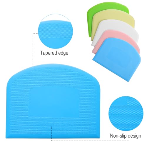 10 Pcs Plastic Bench Scraper for Baking - Bowl Dough Scraper for Bread Cutter - Multifunctional Kitchen food Scrapers Tool with Curved Edge, Cake Baking, Fondant Icing Smoother