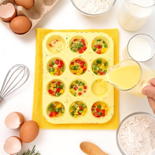 2 Pack Silicone Egg Bite Molds – 12-Cavity