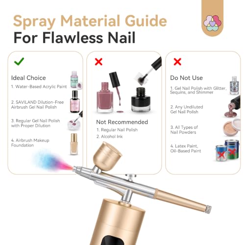 SAVILAND Airbrush for Nails 30PSI LCD Display Nail Airbrush Machine Gold - color: B-Gold