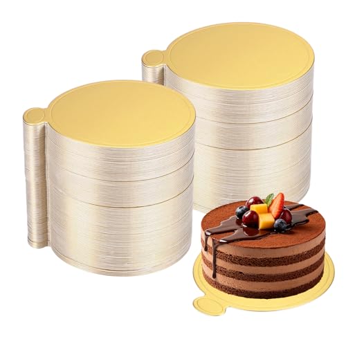 uxcell 300Pcs Mini Cake Boards 3.5" Cardboard Cake Base Round Paper Gold - color: Gold, size: 3.5 Inch