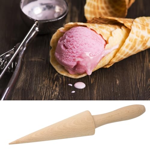 yueton 1 Pack Ice Cream Cone Roller Mold Pizzelle Roller Wooden Dessert Cooking Tools Pastry Cone Shaped Roller Mould Baking DIY Accessories