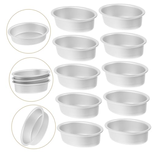 Hemoton 10-piece Oval Cake Mold Set Mini Oval Cheesecake Pans Baking Pan for Bread Flan Mold Egg Tart and Layered Desserts Aluminum Cake Pan 3.38X2.48X0.98 inch