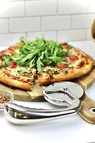 Pizza Cutter Wheel by Midnight Slice - Stainless Steel Food Slicer for Pizzas and more with Ergonomic Handle and Sharp Cutting Surface for Clean Cuts