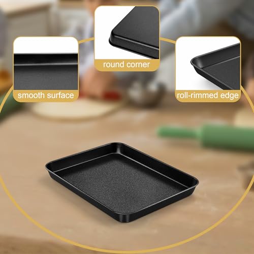 E-far Mini Toaster Oven Pan, 9x7x1" Small Baking Sheet Tray Pan, Nonstick - size: 9x7x1 Inches