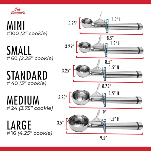 Fat Daddio's SCTP-24 Stainless Steel Cookie Scoop, No. 24, 2 2/3 tbsp - size: Medium