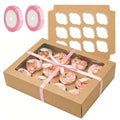 Bakepacker Auto-pop Up Cupcake Boxes with Window Brown 40PCS 12 Count - color: Brown, 40