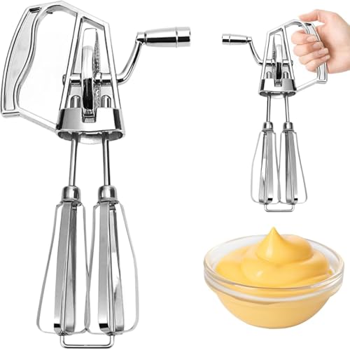 Practical Stainless Steel Hand Crank Eggs Beater with Double Mixing Heads Suitable for Kitchen Cooking and Mixing Use Baking Mixer Tool