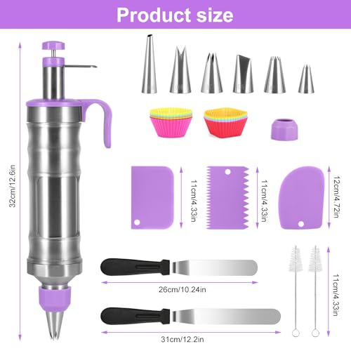 Dessert Decorating Syringe Set, Frosting Piping Kit Stainless Steels - color: Purple