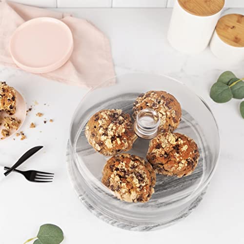 Marble Cake Stand with Glass Dome Cover