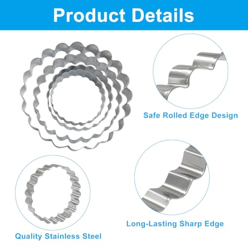 4 Piece Cookie Cutter Set, Round Shapes, Stainless Steel