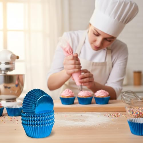 Blue-Foil Cupcake-Liners Baking-Cupcake,For Birthday Parties Wedding 100Pcs