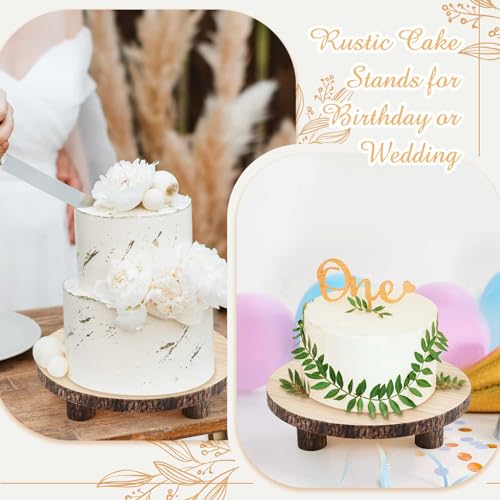 Roowest 2 Set Wood Cake Stand, 9" &10" Holder for Wedding Table Centerpiece
