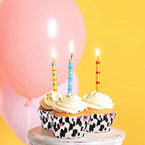 Waline 300 Pcs Cow Print Cupcake Liners 2 x 1.2 Inch Black Pink Animal Print Paper Baking Cups Muffin Liner Cake Storage Container for Baby Shower Birthday Wedding Party Supplies - style: Black Pink Cow Print