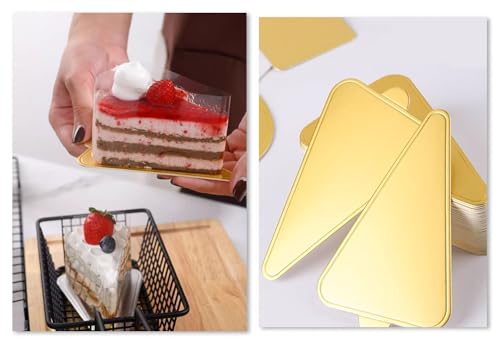 YYaaloa Mini Triangle Golden Cake Boards 50pcs Mousse Cupcake Base Paper Plates Triangle Dessert Board Base for Cake DIY, Baking Dessert Party Wedding Birthday (Triangle, 50pcs) - color: Triangle, size: 50pcs