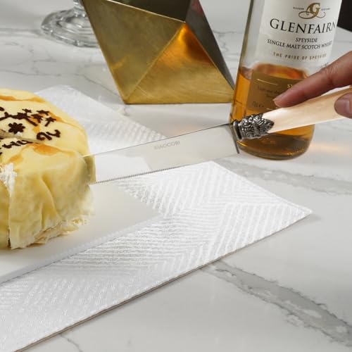 2-piece Cake Knife and Serve Set, Fancy Hand Craft Italian Design, Vintage Pie Knife Server Set with Handle, Cake Cutter Set (Champagne) - color: Champagne