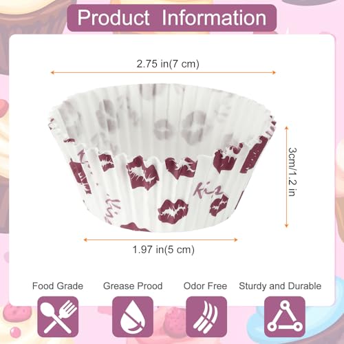 HARFINGTON 100 Count Cupcake Liners Cupcake Cups KISS - color: White Red