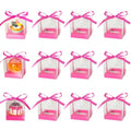 12Pcs 3.5inch Individual Cupcake Boxes with Ribbon, Clear Single Cupcake Containers (hot pink) - color: hot pink, size: 12pcs