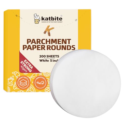 Katbite Parchment Paper Rounds, Non-Stick Heavy Duty, White, 5 Inch 200Pcs - color: White, size: 5inch