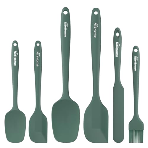 6 Pieces Silicone Spatula Set with Silicone Brush,Mixing-Green - color: Green, size: 6 Piece