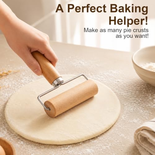 Small Rolling Pin, Wooden Dough Roller, Non-Stick Pizza Roller