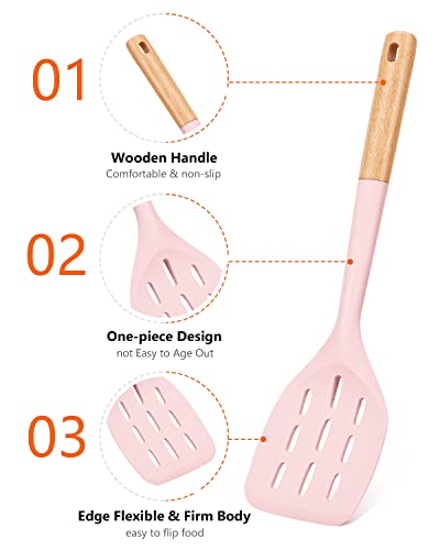 Badiano Silicone Spatula, Non Stick Turner for Cooking, Food Grade, Pink - color: Pink