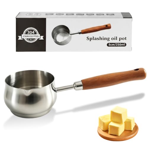 10Oz Butter Warmer Pot,Melting Pot Stainless Steel Sance Pan for Milk,Coffee,Chocolate Melting