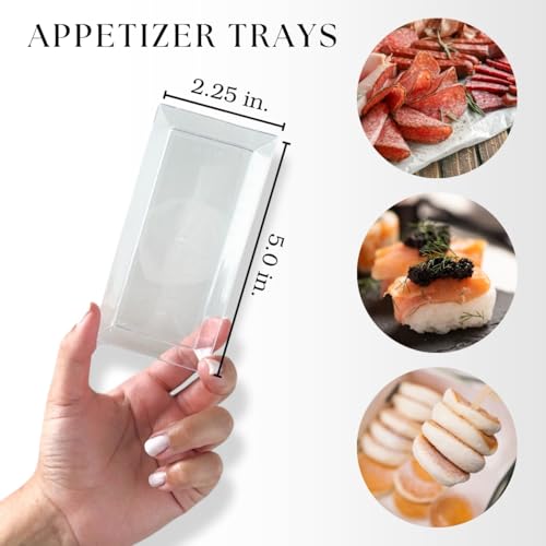 50ct Small 5" Clear Rectangle Plastic Dessert Plates | CMJJ - color: Clear