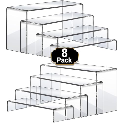 Aheroi Acrylic Risers Display Stands, Acrylic Stands for Display 8Pcs 2Set