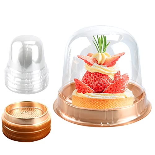 Clear Plastic Cupcake Container,25 PC Diameter 5.3 in Height 4.2 in Muffin Pod Dome Disposable Individual Box Single Holders With Lid for Wedding Birthday Christmas Halloween - color: Clear/Gold, size: 25 count