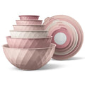 COOK WITH COLOR Mixing Bowls with Lids - 12 Piece Plastic Nesting Bowls Set includes 6 Prep Bowls and 6 Lids, Microwave Safe Mixing Bowl Set, Pink Diamond