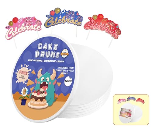 16 Inch Cake Drums,6 Pack Cake Boards 16 Inch Round Smooth-Edged Cake Base - size: 16 Inch