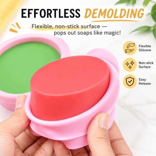 SJ Massage Bar Soap Mold Set, 2-Pack 4-Cavity Silicone Soap Mold - color: Pink+Rose Red / 3D Hair Comb