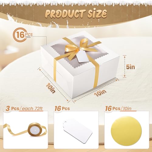 32Pcs 10 Inch Cake Boxes with Cake Boards (16Boxes & 16Boards) White - color: White