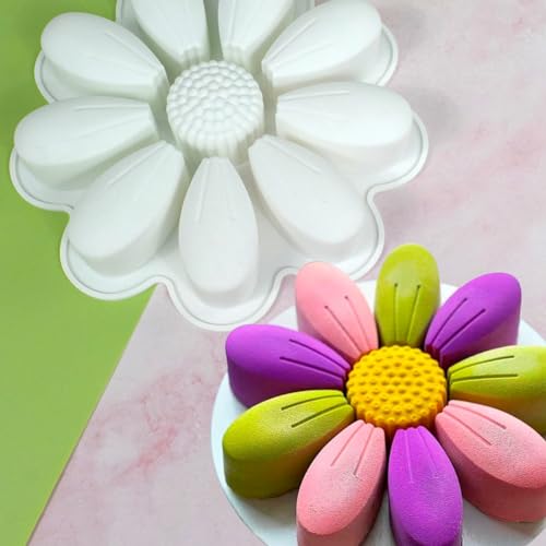 mostsom DIY Sunflower Chocolate Molds Silicone Candy Molds Non Stick Cookies Baking Trays for Party Decorations Food Grade (Sunflower M_9x9x1.48inch) - size: Sunflower M