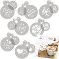NAKLEO Coffee Stencils and Cookies Decoration 14Pcs 2.8”x2.8” and 4.3”x4.3”, Reusable Plastic Baking Templates, Love Valentines Day, Barista DIY Art Craft, Capuccino Latte Chocolate Cake Biscuit - size: LOVE