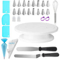 124 PCS Cake Decorating Kit with Cake Stand Turntable, Piping Bags and Tips Set, 100+1 Piping Bags, 12 Icing Piping Tips, 3 Scrapers, 2 Spatulas, Manual Egg Whisk, Baking Supplies for Cake Lovers - size: 11inch-124pcs