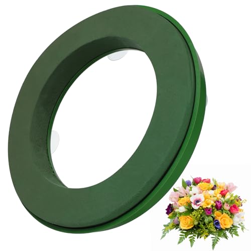 NUOBESTY Floral Foam Ring, 30cm Floral Mud with Suction Cups Round Wet Dry Flower Foam DIY Flower Arrangement Bricks Supplies for Wedding, Party - size: 30.00X30.00X4.50CM