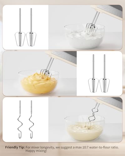 Hand Mixer 5-Speed 200W Turbo 4 Stainless Steel Accessories Classic White - color: Classic White