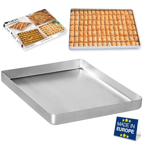Hakan Aluminum Half Sheet Baking Pan 14x18-inch, 2.2lbs Weight, Thick Rust-Free Bakeware, Warp Resistant Food Grade Aluminum Baking Tray, Cookie Sheet Oven Tray, Heavy-Duty Baklava Tray, Silver