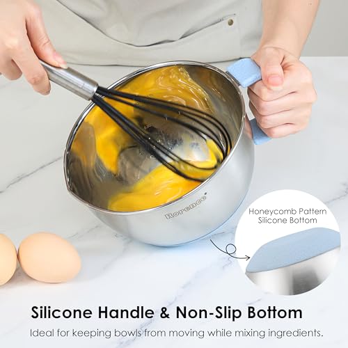 Rorence Stainless Steel Mixing Bowls Set with Lids,1.5,3 & 5 Qt,Light Blue - color: Light Blue