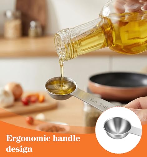 5PCS Teaspoons Measuring Spoon, 4.72 inch Stainless Steel 1 Tsp Measuring Spoon Set for Kitchen Ingredients (Silver, 5ml)