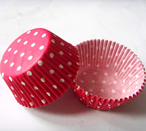 Red Polka Dot Paper Muffin Cupcake Liners case Baking Cups Cake Wrappers Holders 100 pcs,Standard Size 2x1.25inch - color: Red Polka Dots