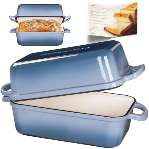 Cast Iron Loaf Pan with Lid, 9x5 Loaf Pans for Homemade Bread - color: Sea Salt, size: 9x5 Inch