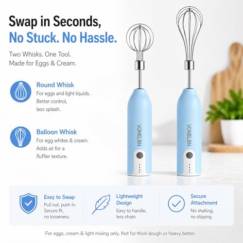 Egg Beater Whisk, Wireless Electric Multi-speed Control Rechargeable Batteries Balloon Whisk for Eggs, Milkshake Cream, Butter, Baby Food Fruits, Sauces and Soup for Kitchen,Camping,Party Gifts - color: Light Blue